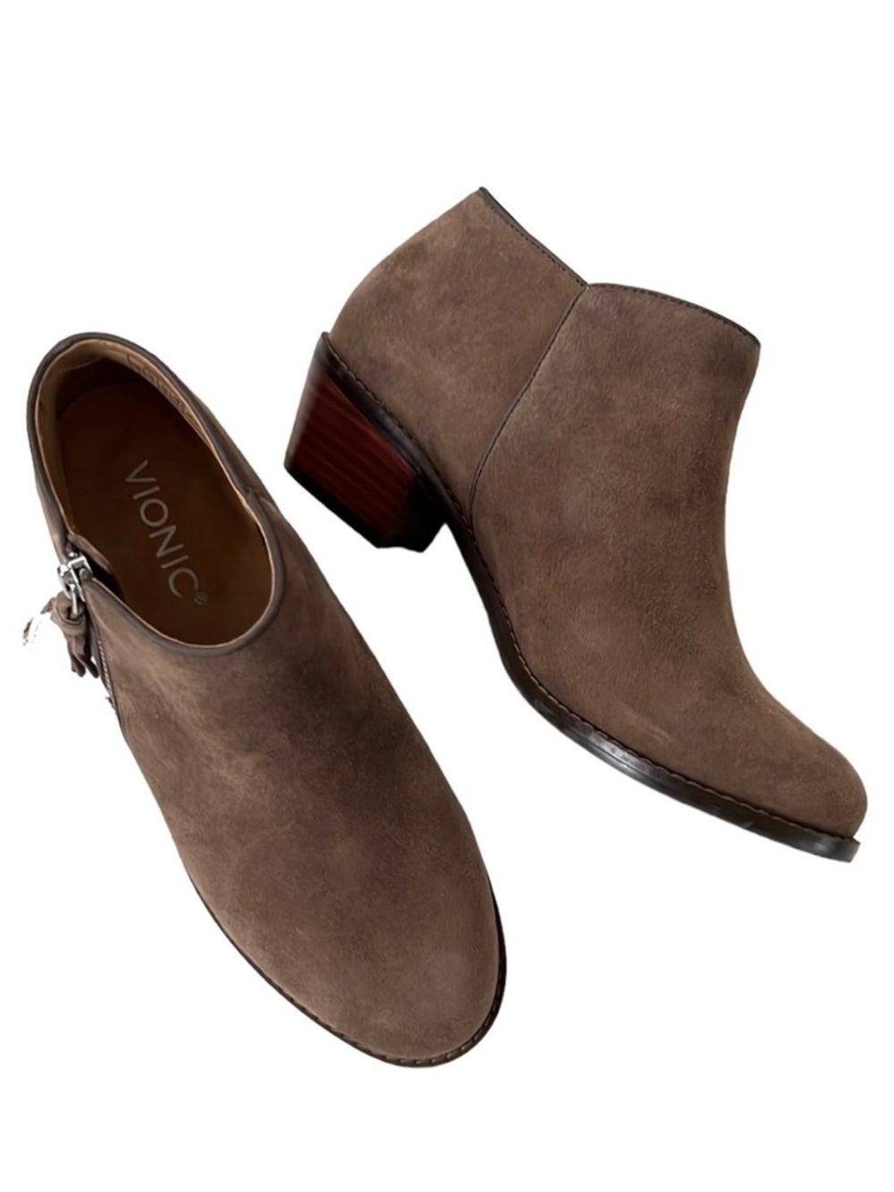 Like New Vionic Leather Serena Ankle Boots